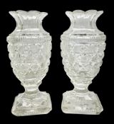 Pair of early 19th century heavy cut glass vases