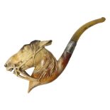 Silver mounted carved meerschaum pipe in the form of a horse