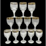 Set of twelve Moser style wine glasses