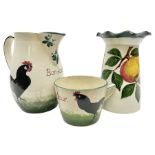 Wemyss Bonjour black cockerel pattern jug and cup