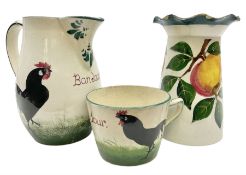 Wemyss Bonjour black cockerel pattern jug and cup