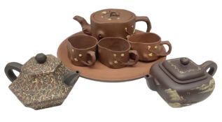 Three Chinese Yixing clay teapots