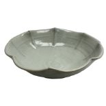 Jeremy Leach (British 1941-): Celadon glazed stoneware bowl of fluted circular form