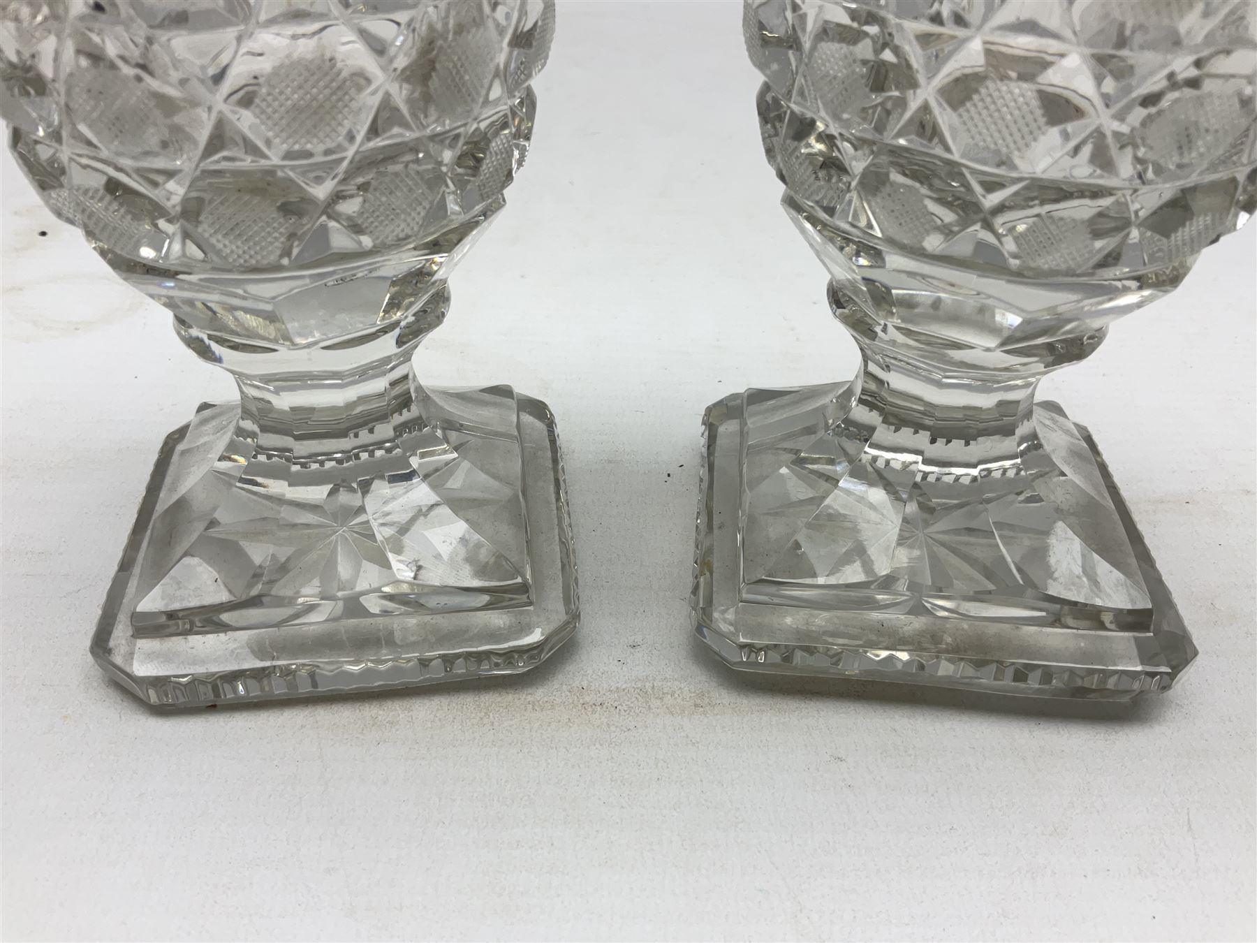 Pair of early 19th century heavy cut glass vases - Image 5 of 6