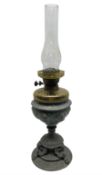 Victorian cast spelter oil lamp