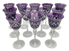 Twelve bohemian style wine glasses