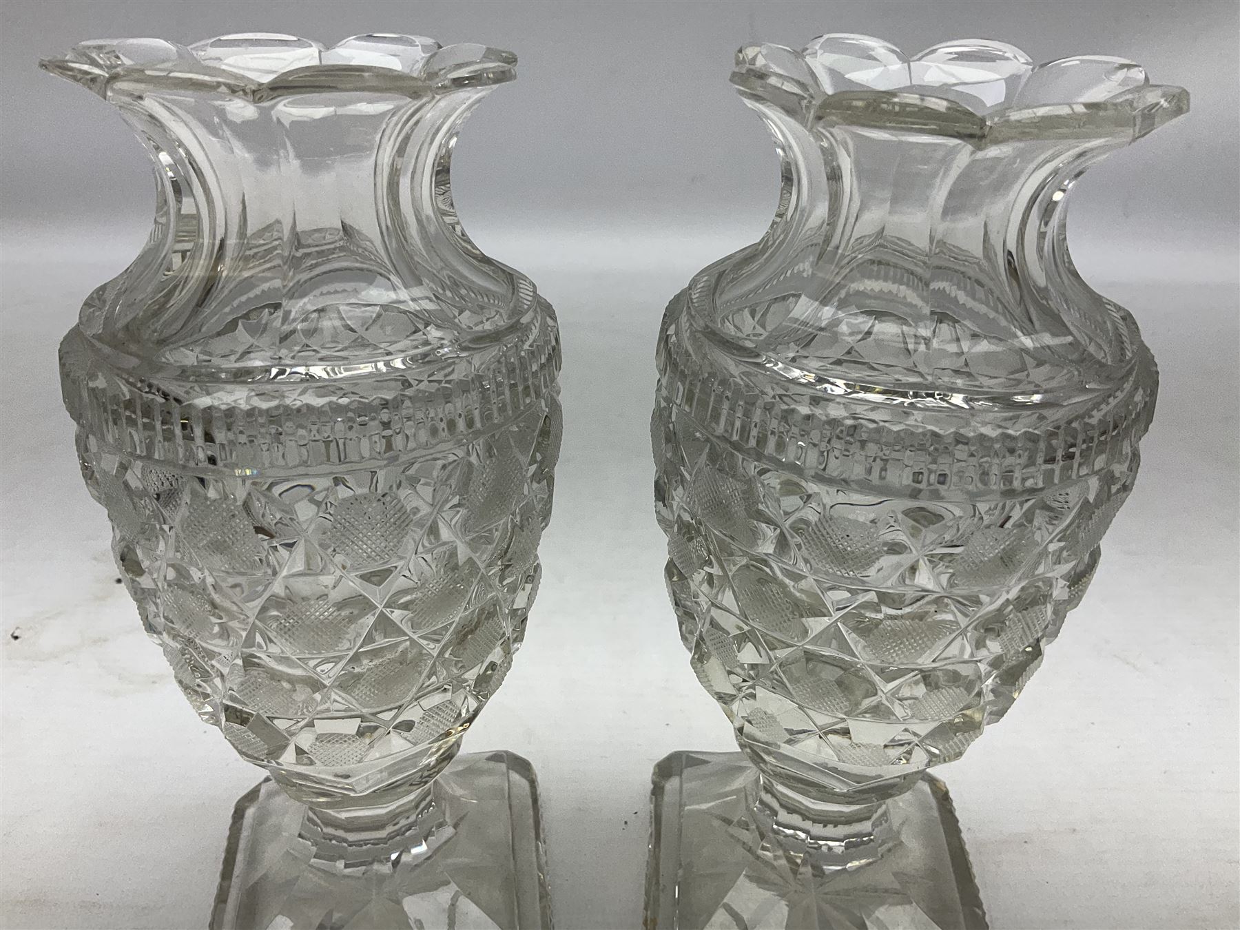 Pair of early 19th century heavy cut glass vases - Image 3 of 6
