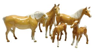 Five Beswick figures of Palomino horses