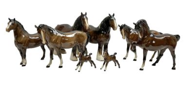 Eight Beswick figures of bay horses