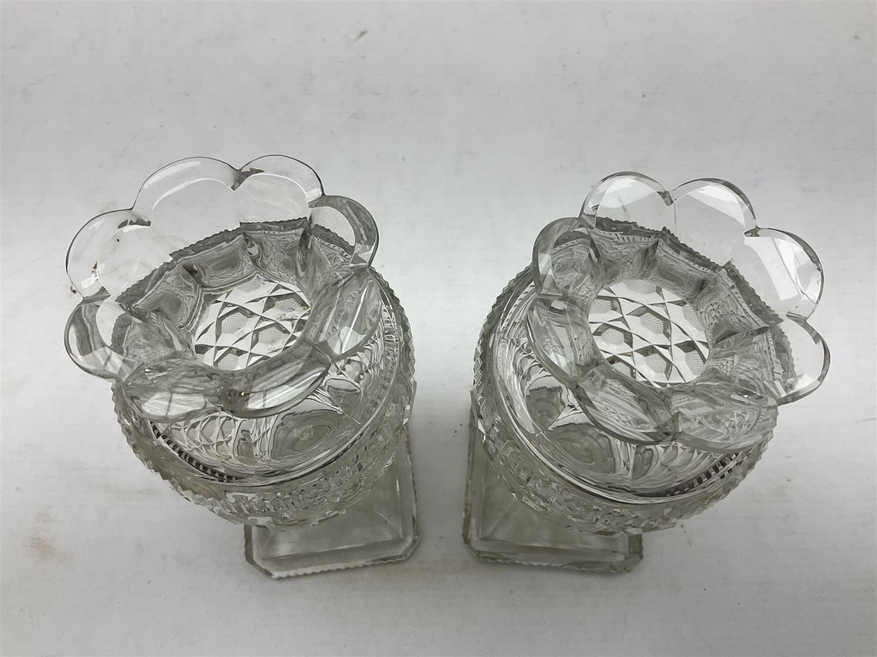 Pair of early 19th century heavy cut glass vases - Image 2 of 6