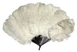 Large 20th century ostrich feather fan