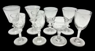 Group of 18th century and later drinking glasses