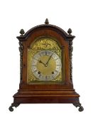 Eearly 20th century German mahogany cased bracket clock with an eight-day going barrel movement stri