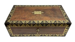 Regency mahogany and brass inlaid writing slope