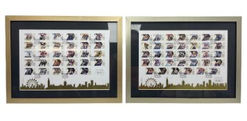 Two framed limited edition sets of London 2012 Olympic gold medal winner stamps