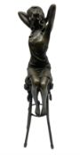 Art Deco style bronze modelled as a female figure seated upon a chair