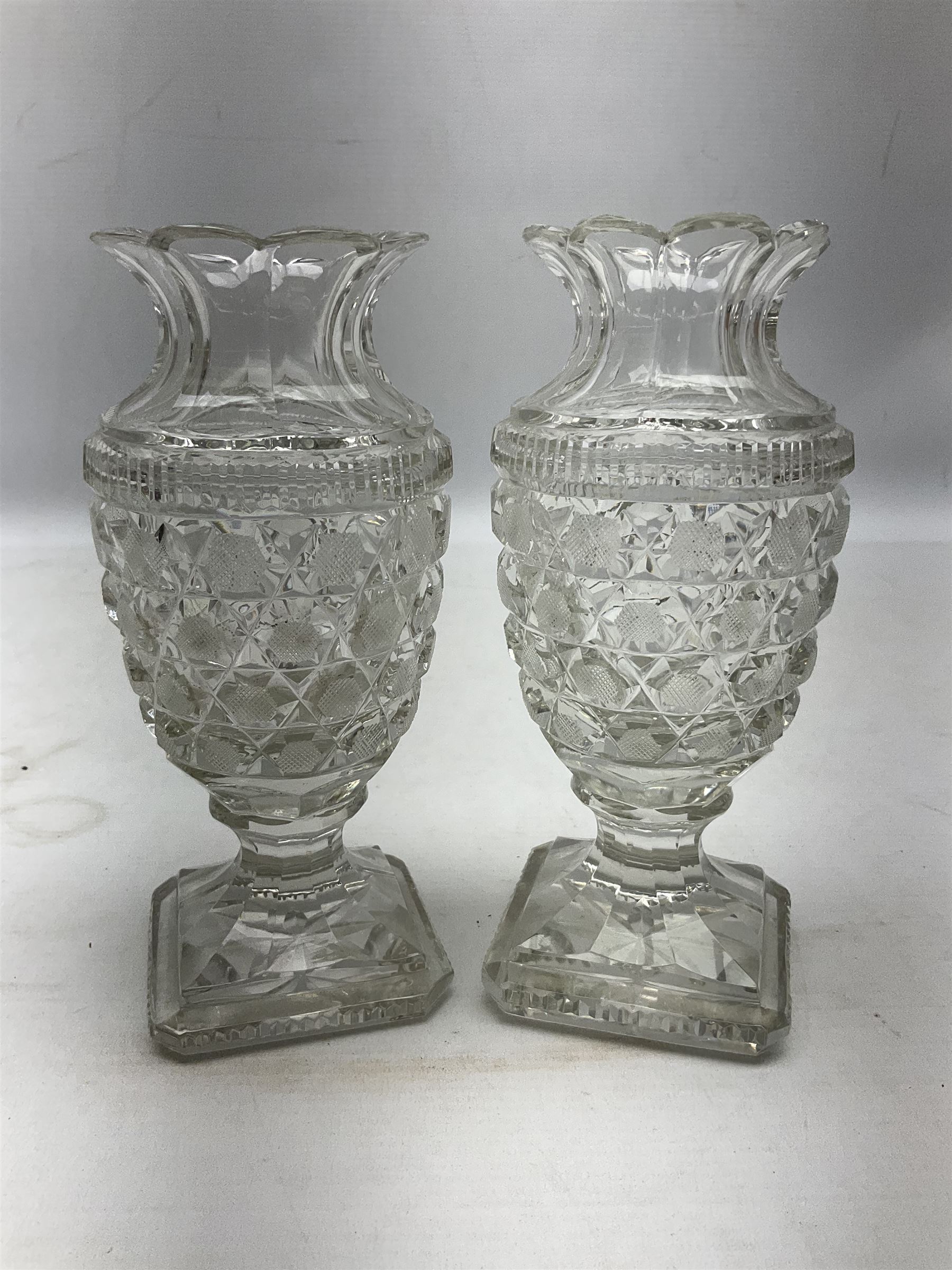 Pair of early 19th century heavy cut glass vases - Image 4 of 6