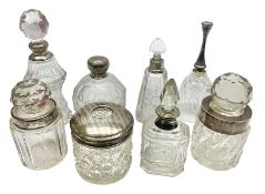 Group of silver mounted glass dressing table jars and bottles