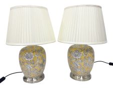 Pair of table lamps of baluster form