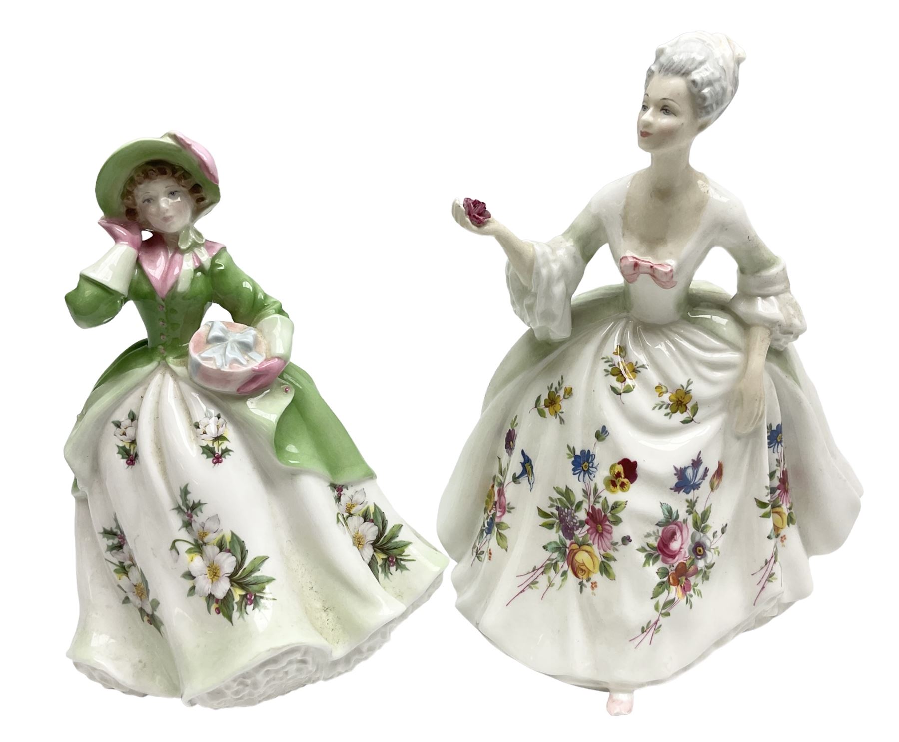 Royal Worcester figure Sweet Holly no 5481 together with Royal Doulton figure Diana n HN2468