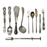 Variously marked and unmarked silver and white metal flatware