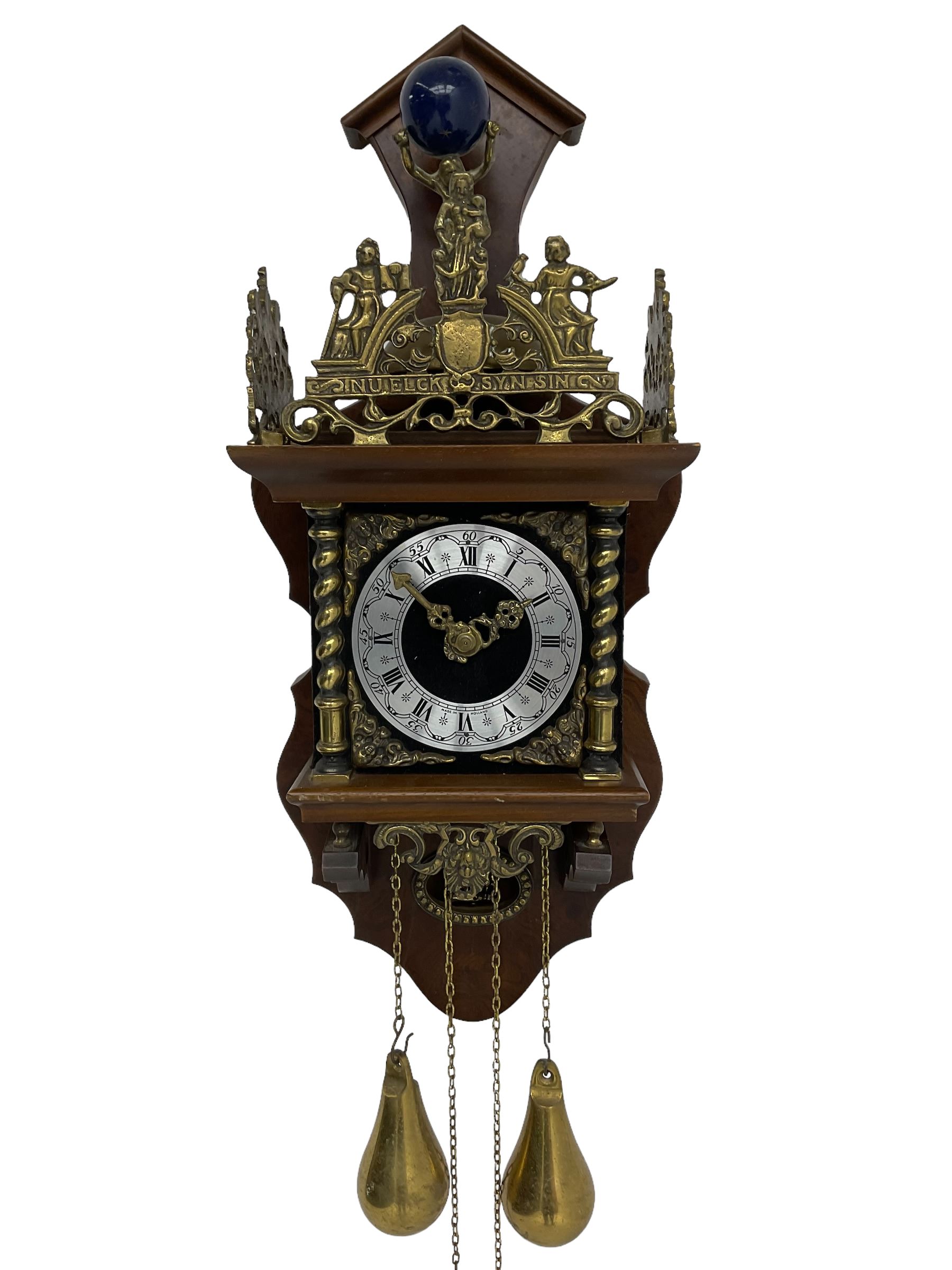 20th century weight driven Dutch Zaanse wall clock.