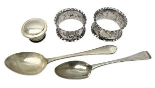 Group of Georgian and later silver items