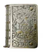 George V silver plated commemorative vesta case in the form of a book