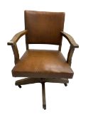 Early 20th century oak swivel office chair