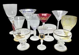 Collection of glass ware comprising two 1970s Murano cocktail glasses