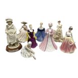 Collection of eight figures comprising Royal Doulton Loretta HN 2337 and Nina HN 2347