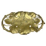 Late 19th/early 20th century twin handled brass centrepiece dish in the form of oak leaves