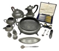 Selection of pewter wares including Culfonia tea wares
