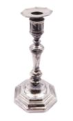 Edwardian silver mounted candlestick