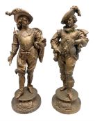 Pair of composite figures statues of the 17th century French adventurers Louis Vendome and Louis Con