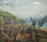 G E Breary (British Mid 20th century): Coastal Rooftops