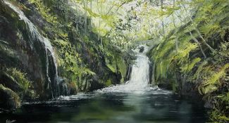 B A Owen (Welsh 20th century): 'Llanberis' Waterfall - Wales