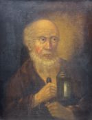 Continental School (19th century): Portrait of a Bearded Monk Holding a Lamp