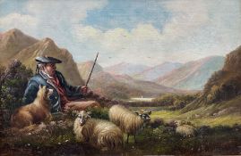 English School (Mid 20th century): Shepherd and his Flock taking a Rest