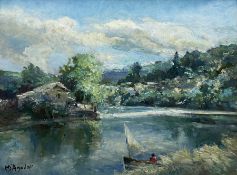 Michael D'Aguilar (British 1922-2011): 'In the Auvergne on The River'