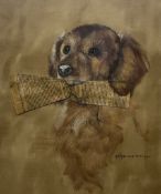 Pollyanna Pickering (British 1942-2018): Puppy with a Newspaper