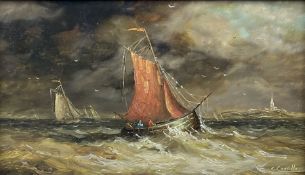 Ronald Cavalla (British 1940-): Fishing Boat in Choppy Seas