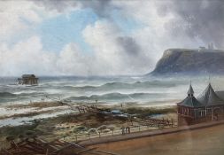 English Naïve Scool (19th/20th century): The Wreck of the North Bay Pier Scarborough