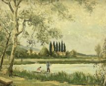 Alan J Brewer (20th Century): 'Lake Banyoles Girona'