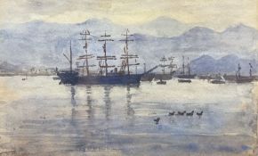 H Lyon (19th/20th century): Sailing Vessels at Anchor