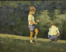 Edmund Perini (British 1922-1991): Boys Fishing