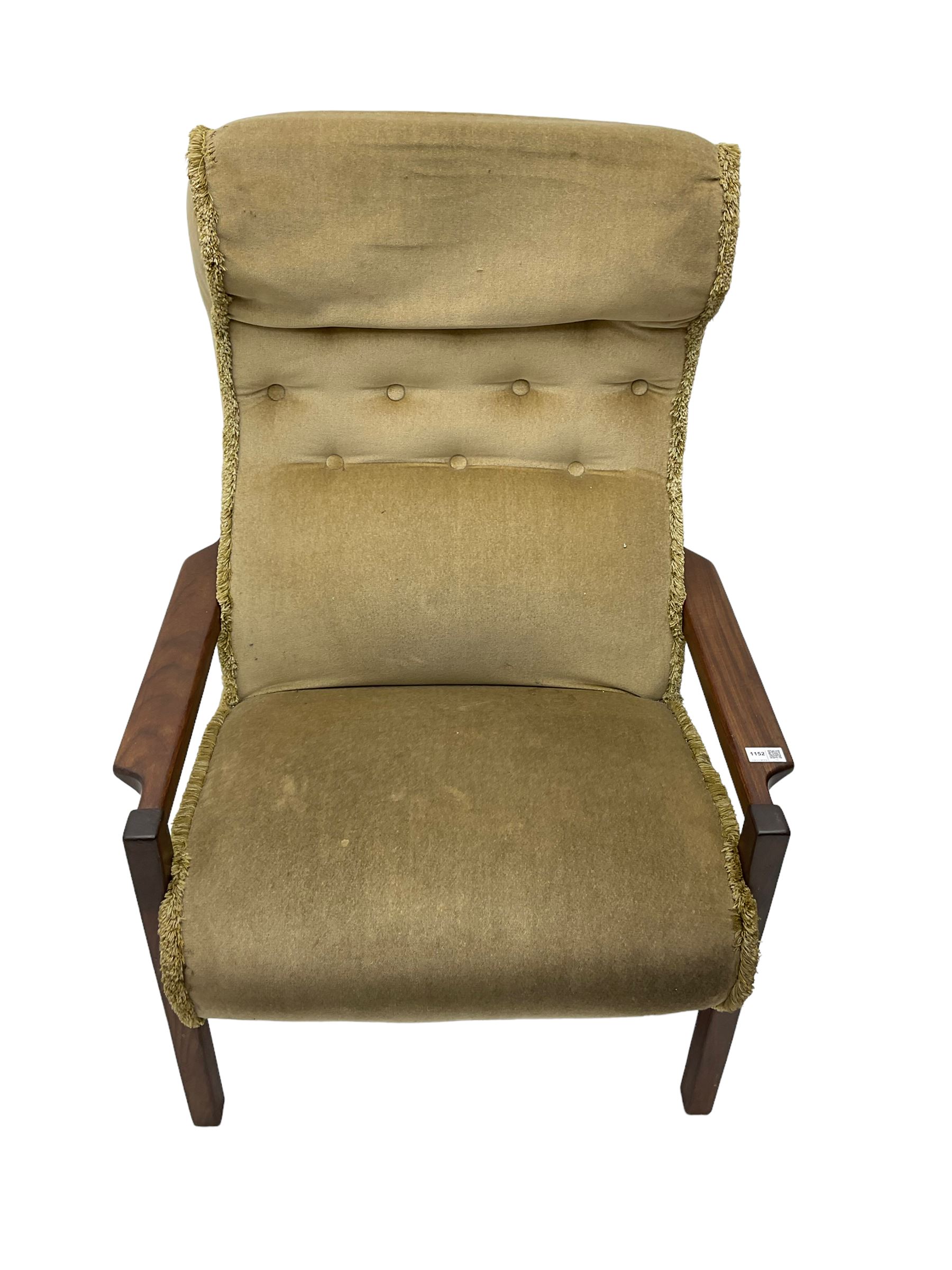 Mid-20th century teak framed upholstered armchair - Image 2 of 6