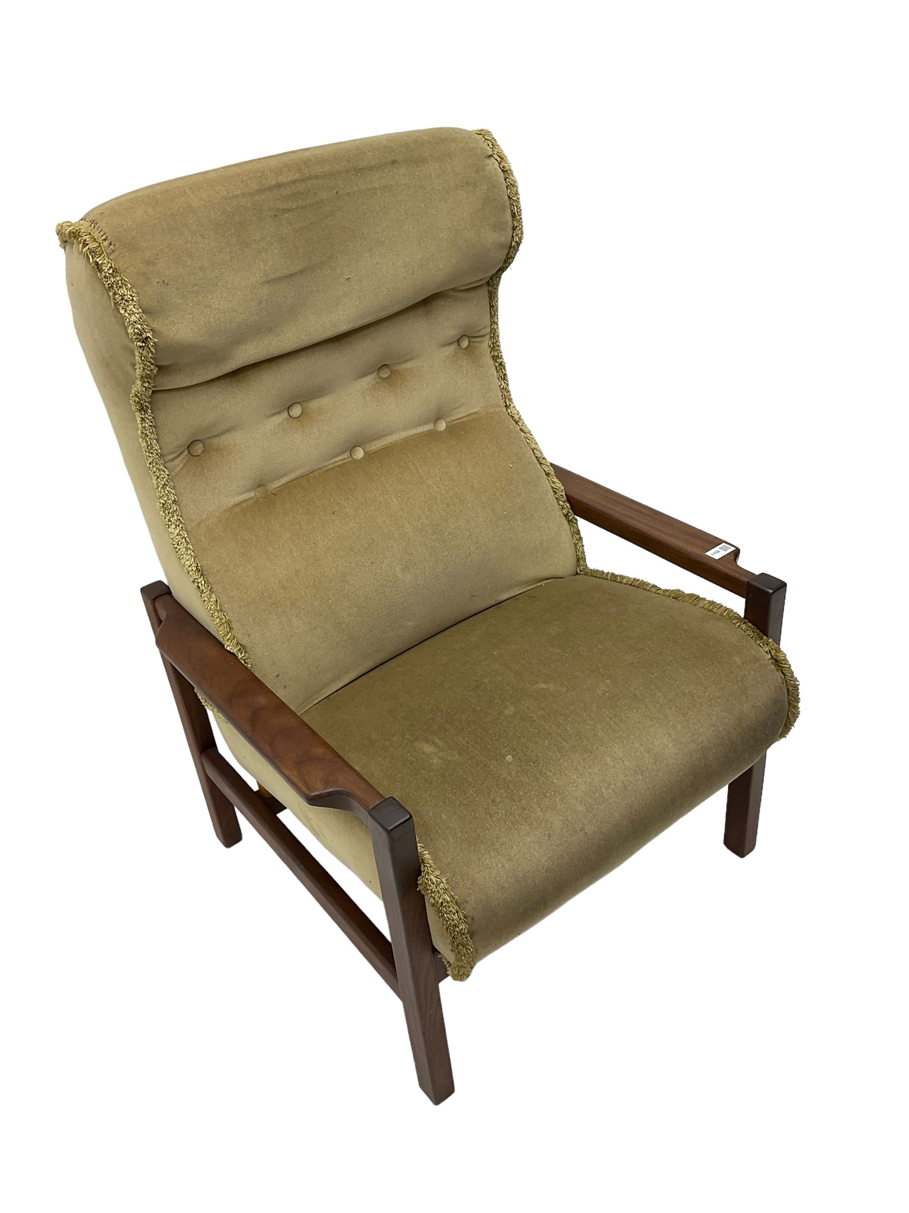 Mid-20th century teak framed upholstered armchair - Image 4 of 6