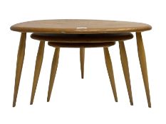 Lucian Ercolani for Ercol - Model 354 light elm and beech nest of three 'Pebble' tables