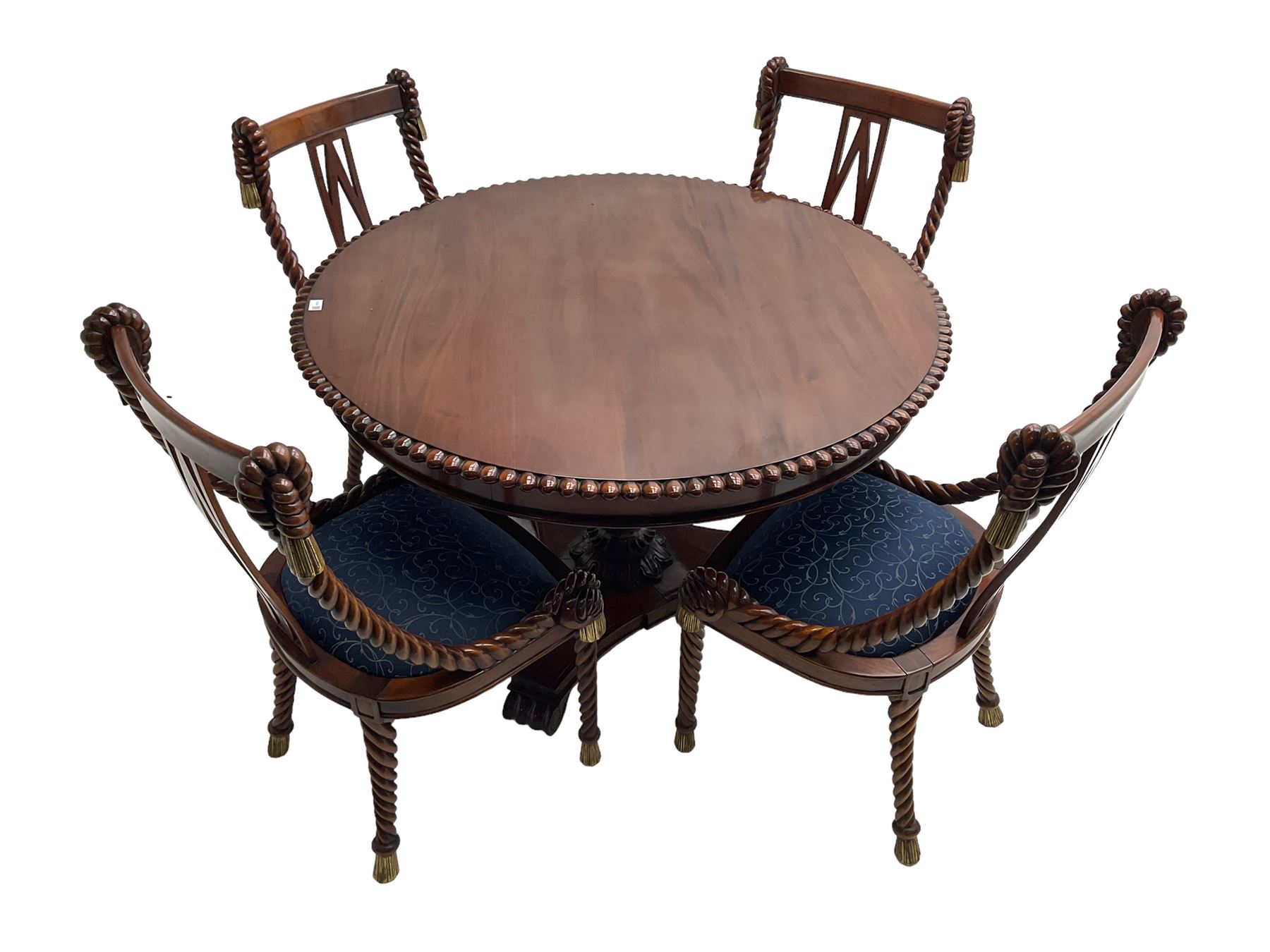 Regency style dining set - the table with circular tilt-top on turned and carved column - Image 4 of 6